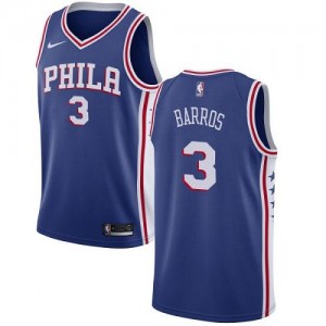 Nike NBA Maillots De Basket Dana Barros 76ers Bleu No.3 Icon Edition Homme