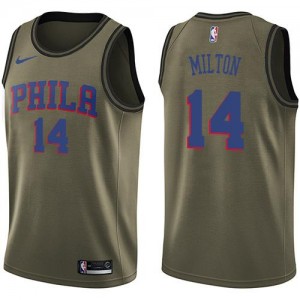 Maillots Basket Shake Milton 76ers #14 Enfant vert Salute to Service Nike