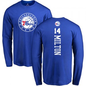 Nike NBA T-Shirt Milton Philadelphia 76ers Bleu royal Backer #14 Long Sleeve Homme & Enfant