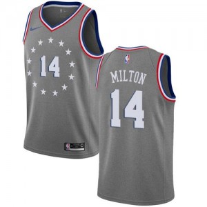 Nike Maillots Milton 76ers #14 City Edition Gris Homme