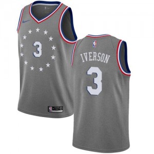 Nike NBA Maillot Basket Iverson Philadelphia 76ers City Edition Enfant Gris No.3