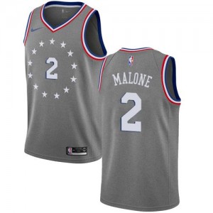 Nike Maillots Basket Moses Malone Philadelphia 76ers City Edition #2 Gris Homme