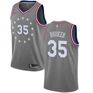 Nike NBA Maillots De Basket Trevor Booker 76ers #35 Homme City Edition Gris