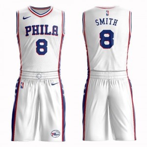 Nike Maillots De Zhaire Smith Philadelphia 76ers Suit Association Edition #8 Blanc Homme