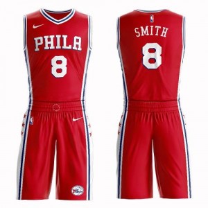 Nike Maillots Basket Smith 76ers Homme #8 Rouge Suit Statement Edition