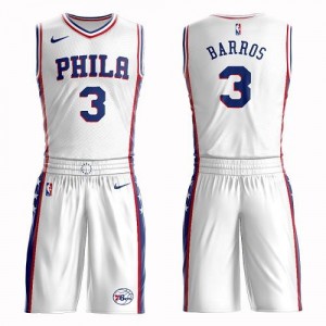 Nike Maillot Basket Barros Philadelphia 76ers Suit Association Edition Blanc Homme No.3
