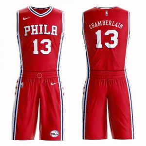 Maillots Basket Chamberlain 76ers Rouge Nike Suit Statement Edition Enfant #13