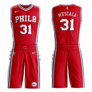 Nike NBA Maillot De Basket Muscala Philadelphia 76ers Rouge Homme Suit Statement Edition No.31