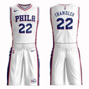 Nike Maillots De Basket Wilson Chandler Philadelphia 76ers #22 Suit Association Edition Blanc Homme
