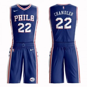 Nike NBA Maillot Basket Chandler Philadelphia 76ers Homme Bleu Suit Icon Edition No.22