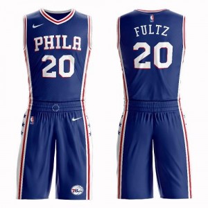 Maillots Basket Markelle Fultz Philadelphia 76ers No.20 Bleu Homme Nike Suit Icon Edition