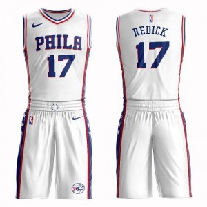 Nike Maillots Basket JJ Redick Philadelphia 76ers Suit Association Edition Blanc Homme No.17