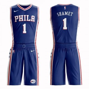 Nike NBA Maillots De Shamet 76ers No.1 Suit Icon Edition Bleu Enfant