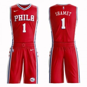 Nike NBA Maillots De Basket Landry Shamet Philadelphia 76ers No.1 Enfant Rouge Suit Statement Edition