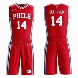 Nike Maillot De Milton Philadelphia 76ers No.14 Homme Suit Statement Edition Rouge