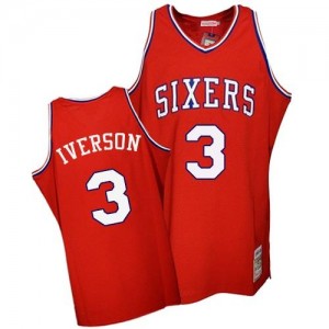 Mitchell and Ness NBA Maillot De Iverson 76ers Homme No.3 Rouge Throwback