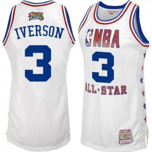 Maillot De Basket Allen Iverson Philadelphia 76ers Homme 2003 All Star Throwback Blanc Mitchell and Ness No.3