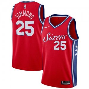 Maillot Basket Ben Simmons 76ers No.25 Homme Nike Rouge Statement Edition
