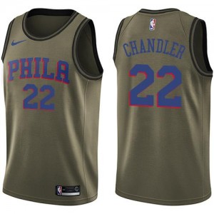 Nike NBA Maillot De Chandler 76ers Homme #22 vert Salute to Service
