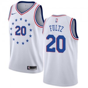 Nike NBA Maillots De Basket Markelle Fultz Philadelphia 76ers #20 Earned Edition Blanc Homme