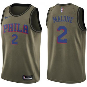 Nike Maillot De Basket Moses Malone Philadelphia 76ers No.2 Salute to Service vert Homme