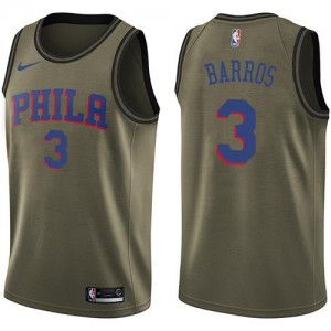 Maillots Basket Barros Philadelphia 76ers Enfant No.3 Salute to Service vert Nike
