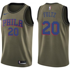 Maillots Fultz 76ers #20 Homme Nike vert Salute to Service