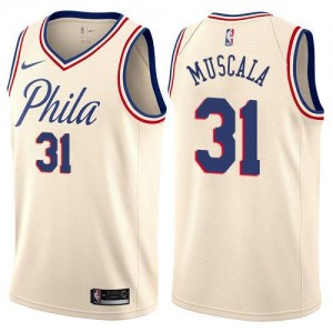 Maillots Basket Mike Muscala Philadelphia 76ers City Edition Enfant No.31 Blanc laiteux Nike