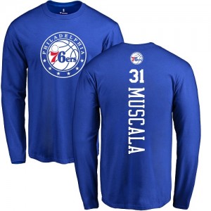 Nike T-Shirts De Basket Mike Muscala Philadelphia 76ers Homme & Enfant Bleu royal Backer Long Sleeve No.31