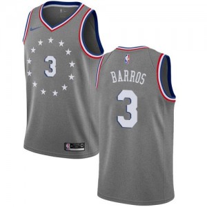 Maillot Barros 76ers Nike Homme No.3 City Edition Gris