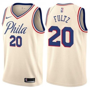 Nike NBA Maillots Markelle Fultz Philadelphia 76ers City Edition Homme No.20 Blanc laiteux