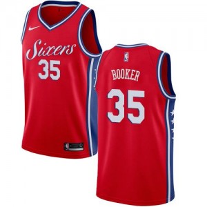 Nike Maillots Trevor Booker 76ers #35 Homme Statement Edition Rouge