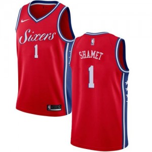 Nike NBA Maillots De Basket Landry Shamet Philadelphia 76ers Rouge Homme Statement Edition #1