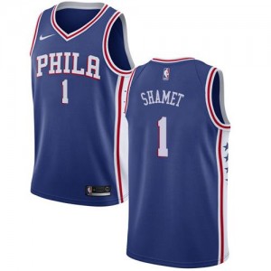 Nike Maillots De Landry Shamet Philadelphia 76ers No.1 Icon Edition Bleu Enfant