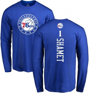 T-Shirt Basket Landry Shamet 76ers Homme & Enfant Long Sleeve Nike Bleu royal Backer No.1