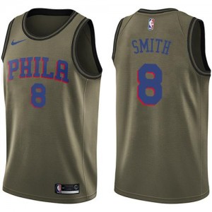 Nike Maillot Basket Zhaire Smith Philadelphia 76ers #8 Homme vert Salute to Service