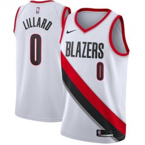 Nike Maillots De Lillard Portland Trail Blazers #0 Association Edition Homme Blanc