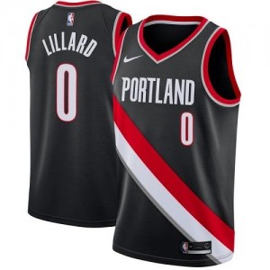 Maillots De Basket Lillard Portland Trail Blazers Homme Icon Edition Nike Noir No.0
