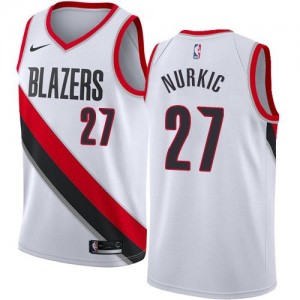 Nike NBA Maillot Basket Jusuf Nurkic Blazers No.27 Blanc Homme Association Edition