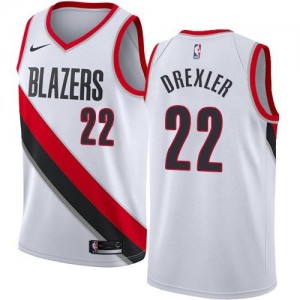 Nike Maillot De Drexler Portland Trail Blazers Homme Association Edition Blanc #22