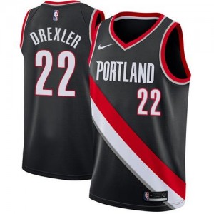 Nike Maillots Basket Drexler Portland Trail Blazers #22 Homme Noir Icon Edition