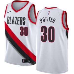 Nike NBA Maillots De Basket Porter Portland Trail Blazers Blanc Association Edition #30 Homme