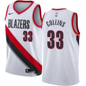 Maillots De Basket Collins Blazers No.33 Nike Association Edition Blanc Homme
