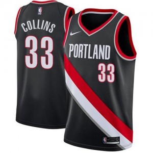 Maillot Zach Collins Blazers Icon Edition Homme Nike #33 Noir