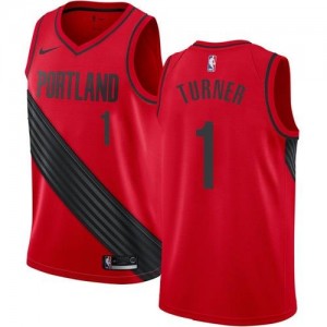 Nike NBA Maillots De Turner Blazers #1 Homme Rouge Statement Edition