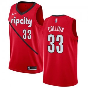 Nike Maillots Basket Collins Portland Trail Blazers Homme #33 Rouge Earned Edition