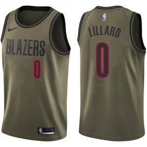 Nike NBA Maillots De Lillard Blazers #0 Salute to Service vert Homme