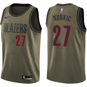 Nike NBA Maillots De Jusuf Nurkic Portland Trail Blazers No.27 Homme Salute to Service vert