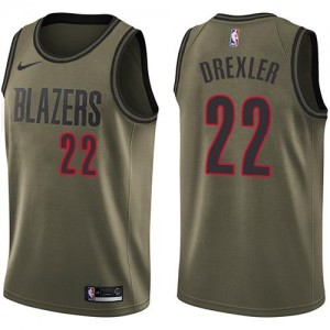 Nike NBA Maillots De Drexler Portland Trail Blazers vert Homme Salute to Service No.22