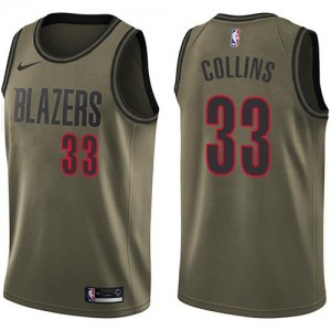 Nike Maillots De Basket Zach Collins Portland Trail Blazers #33 vert Salute to Service Homme